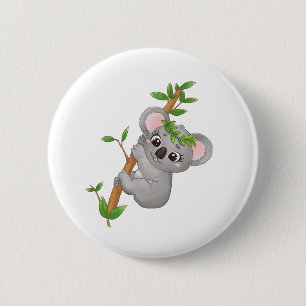 Cute koala klättrar i träd knapp