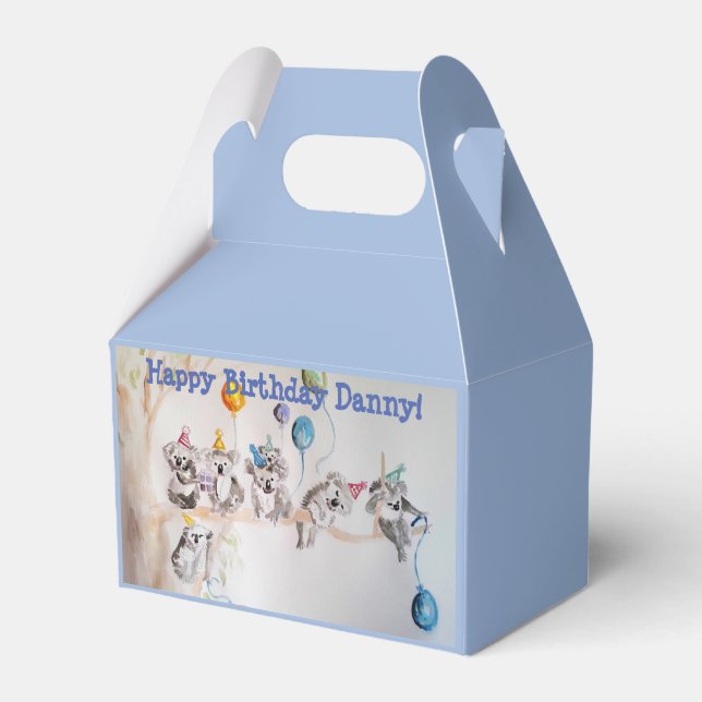 Cute Koala Koalas Boys Birthday Cake Favbox Presentaskar (Framsidan Sidan)