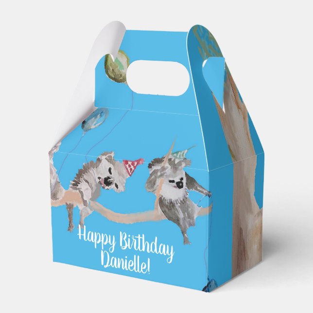 Cute Koala Koalas Childs Birthday Cake Favor Box Presentaskar (Framsidan Sidan)