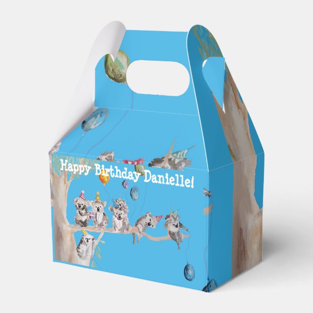 Cute Koala Koalas Girls Birthday Cake Favor Box Presentaskar (Framsidan Sidan)