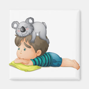 Cute koala leker med underbar pojke Australien Magnet