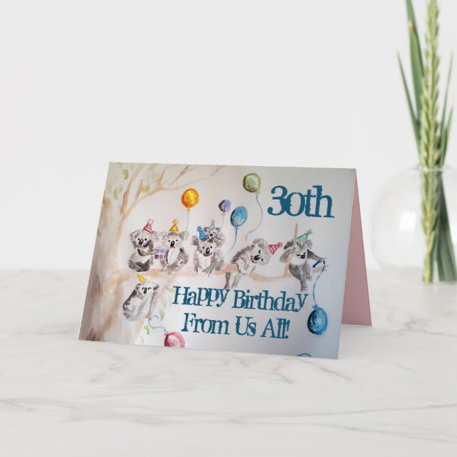 Cute Koala Lycklig 30års födelsedag från USA:s hel Kort (Framsida)