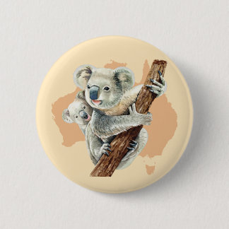 Cute Koala Mamma och Baby Knapp