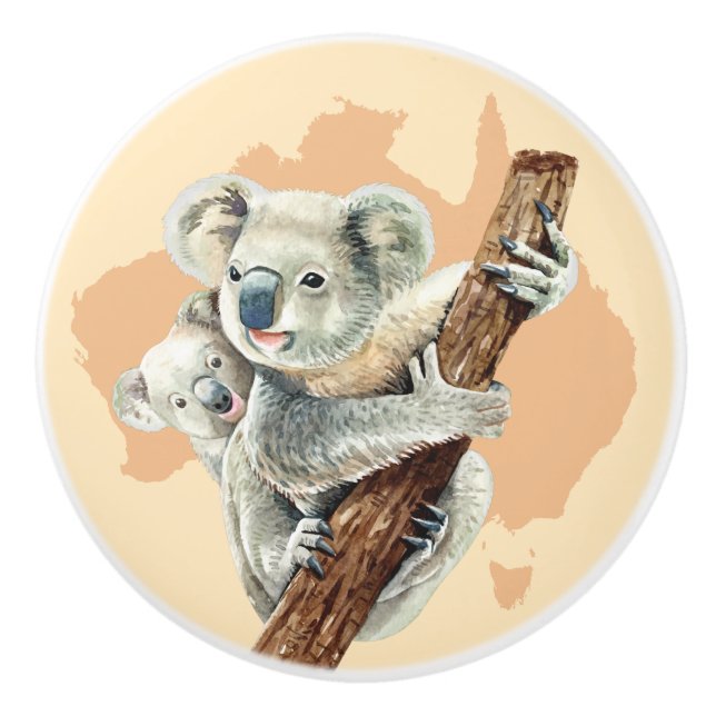 Cute Koala Mamma och Baby Knopp (Framsidan)