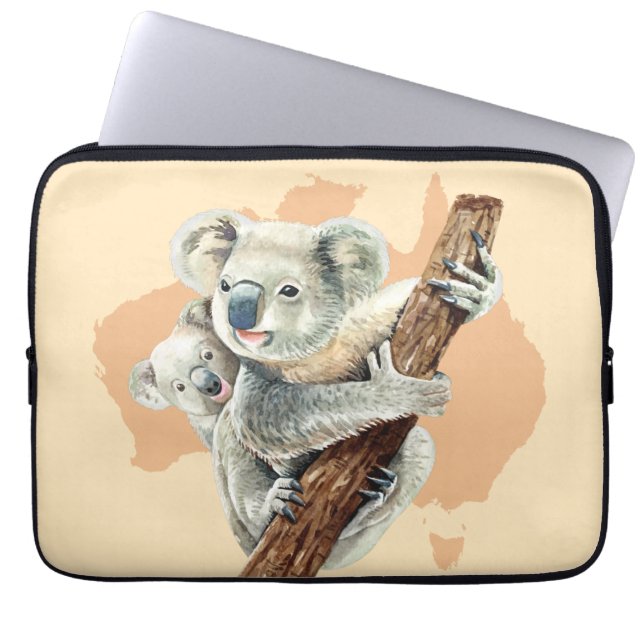 Cute Koala Mamma och Baby Laptop Fodral (Framsidan)