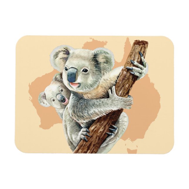 Cute Koala Mamma och Baby Magnet (Horisontell)