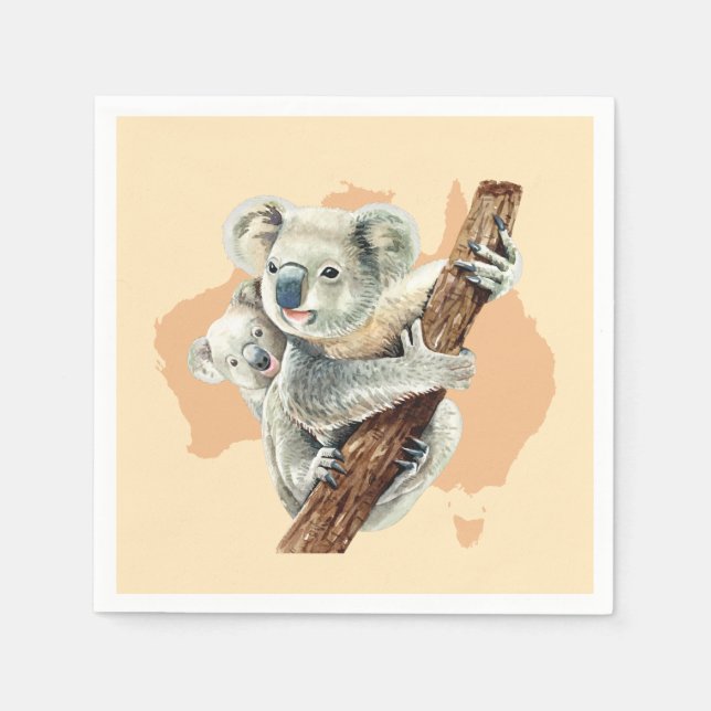 Cute Koala Mamma och Baby Pappersservett (Framsidan)