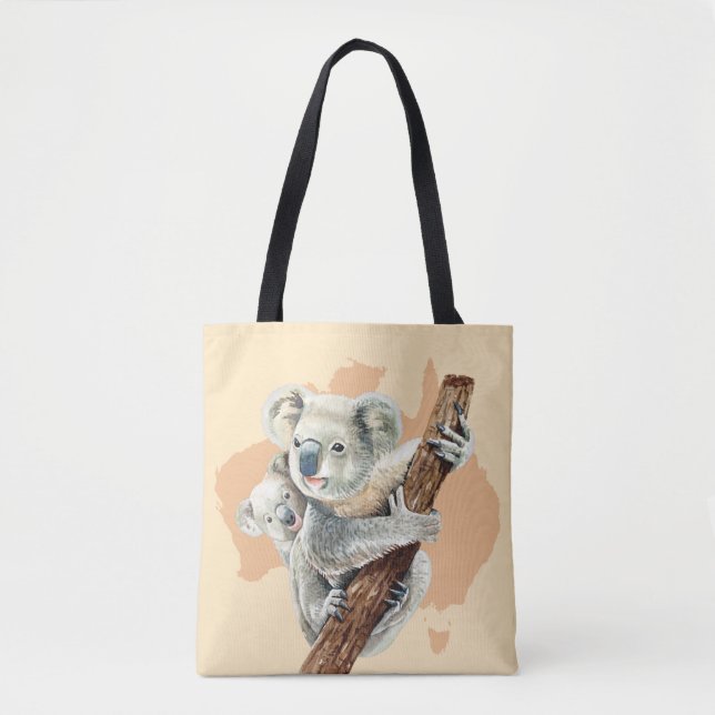 Cute Koala Mamma och Baby Tygkasse (Framsida)