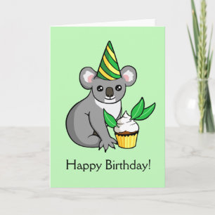 Cute Koala med Cake Teckning Grattis på födelsedag Kort