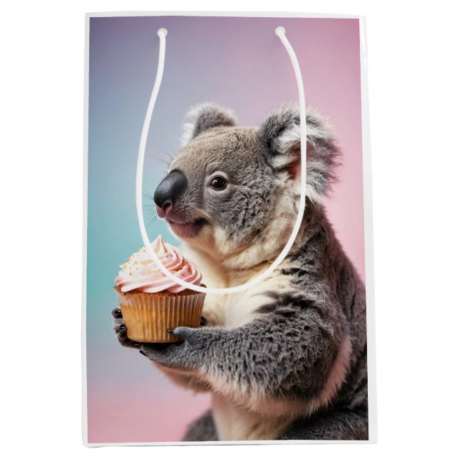 Cute Koala med Cupkaka Pastel Gradient (Framsidan)