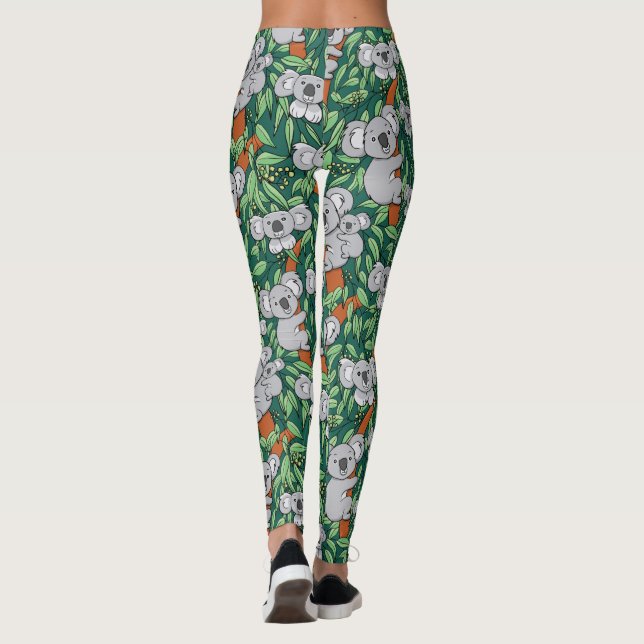 Cute Koala Mönster Hunter Grönt Leggings (Baksida)