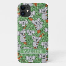 Cute Koala Mönster Personalize Grönt
