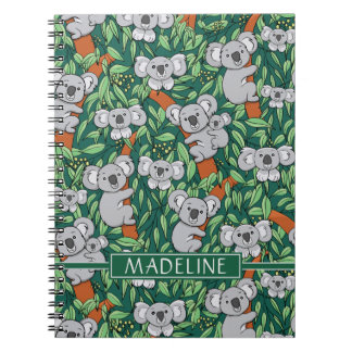 Cute Koala Mönster Personalize Hunter Grönt Anteckningsbok