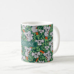 Cute Koala Mönster Personalize Hunter Grönt Kaffemugg