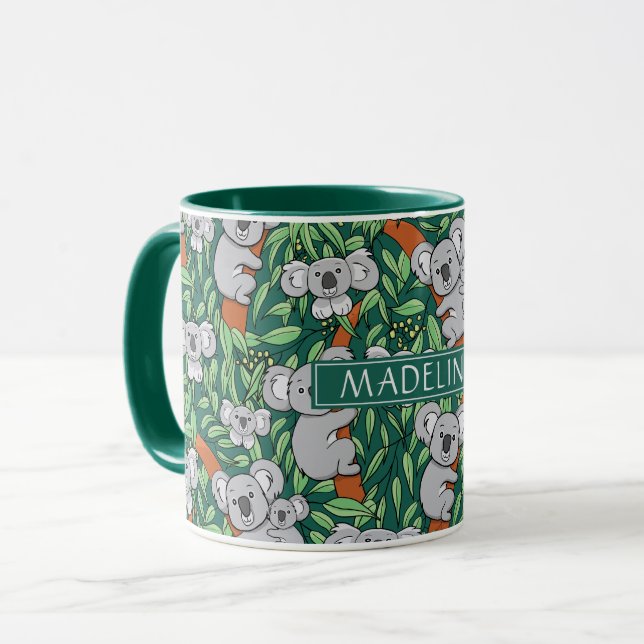Cute Koala Mönster personalize Hunter Grönt Mugg (Framsida vänster)