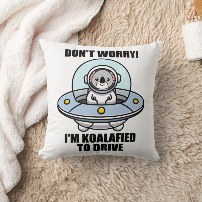 Cute Koala New Driver Jag är redo att köra UFO Kudde (Filt)