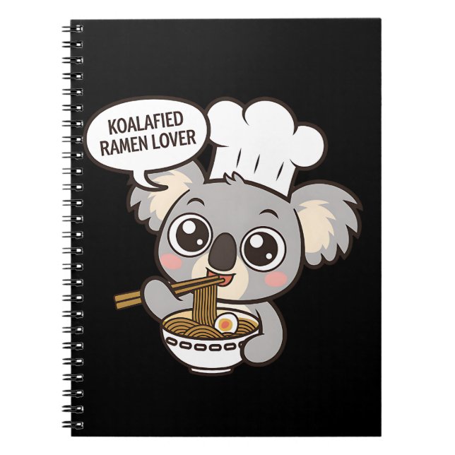 Cute Koala njuter av Ramen Anteckningsbok (Framsidan)