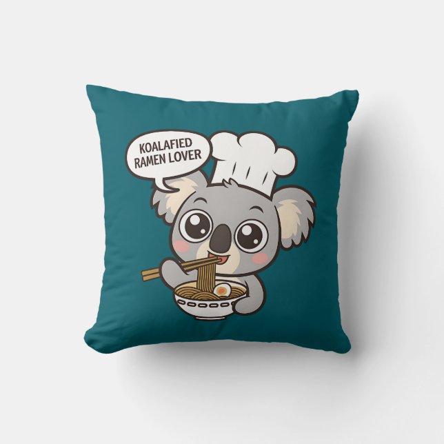 Cute Koala njuter av Ramen Kudde (Framsida)