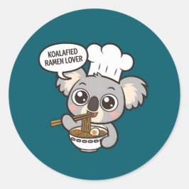 Cute Koala njuter av Ramen Runt Klistermärke