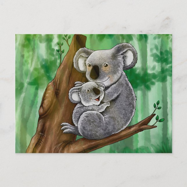 Cute Koala och Baby Vykort (Framsida)