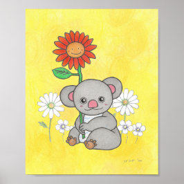 Cute Koala och blommor poster