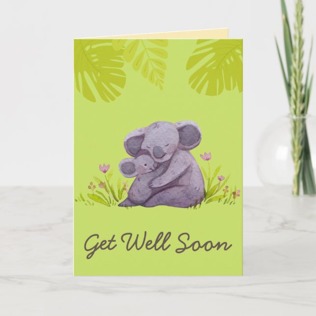 Cute Koala och Encouragement får bra Grönt Card Kort (Framsida)