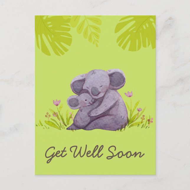 Cute Koala och Encouragement får bra Grönt Postca Vykort (Framsida)