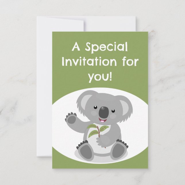 Cute Koala-personligens födelsedagsinbjudan Inbjudningar (Baksida)