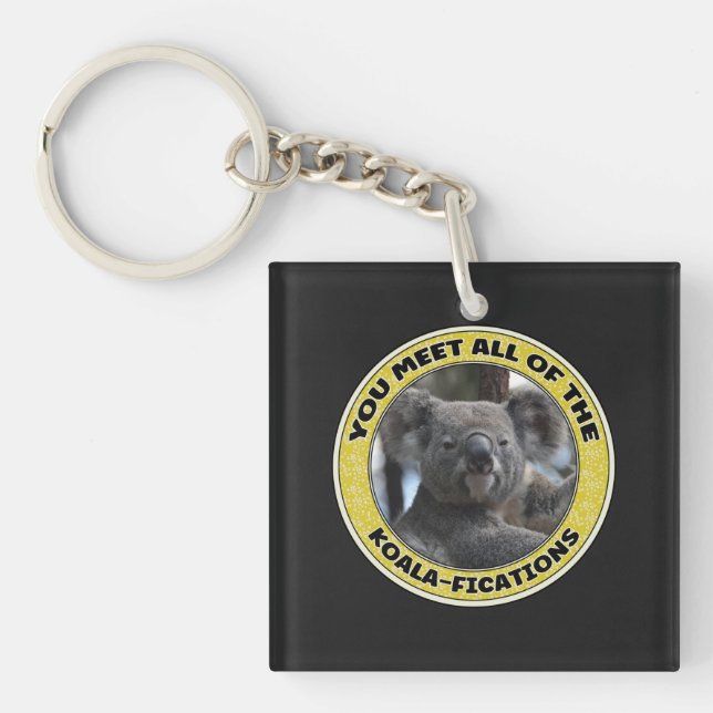 Cute koala "play on ord" personlig keychain (Framsidan)