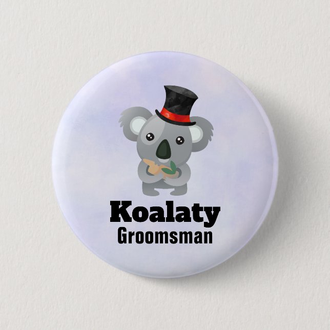 Cute Koala Pun Koalaty Groomsman Knapp (Framsida)
