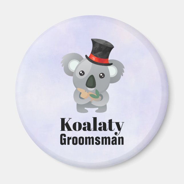 Cute Koala Pun Koalaty Groomsman Magnet (Framsidan)