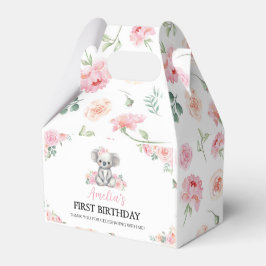 Cute Koala Rosa Blommigt Girl Birthday Favor Boxes Presentaskar