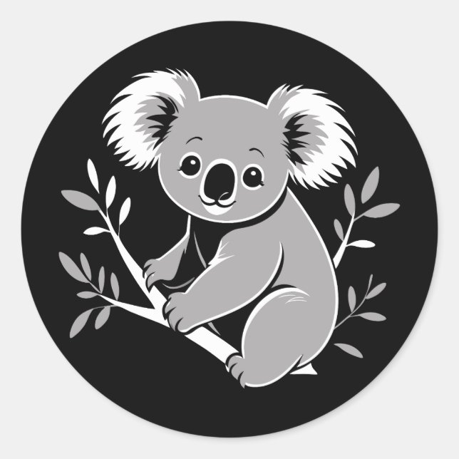 Cute Koala Runt Klistermärke (Framsida)