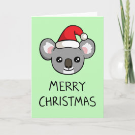 Cute Koala Santa Hat Teckning God jul Card Helgkort