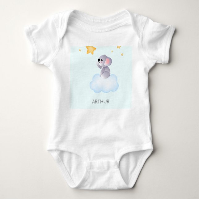 Cute Koala Sitta i molnet T Shirt (Framsida)