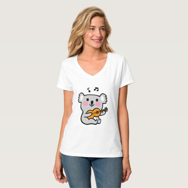 Cute koala spelar gitarr t shirt (Hel framsida)