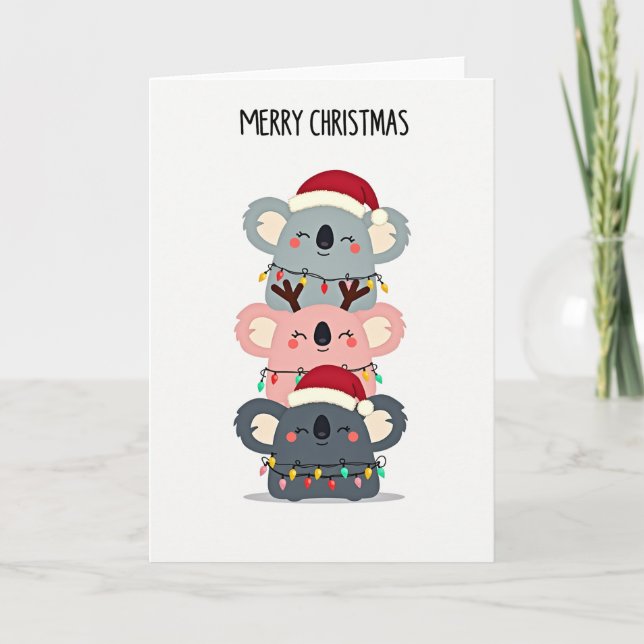 Cute Koala Torn-julkort med jultomten Kort (Framsida)