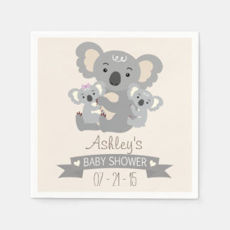 Cute Koala Twillingars Baby Shower Pappersservett