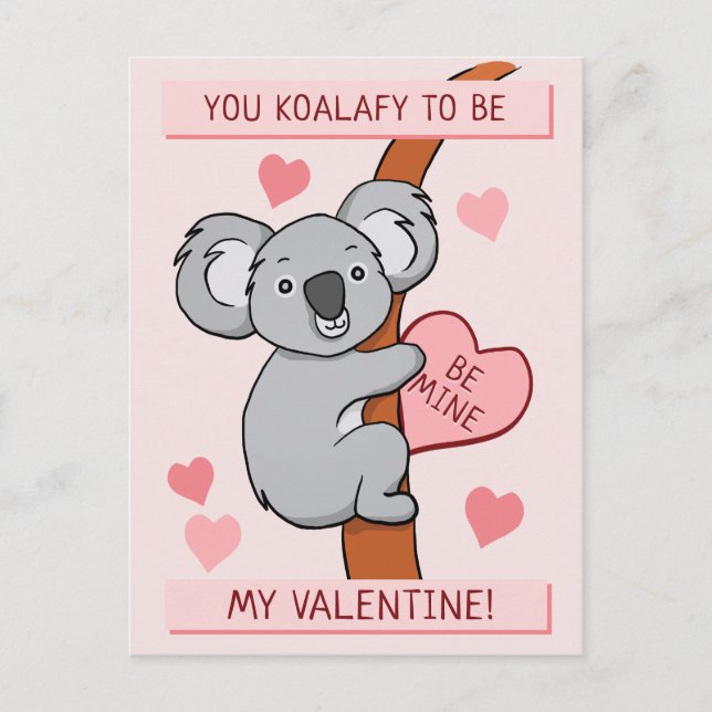 Cute Koala-ty Valentine Vykort (Framsida)
