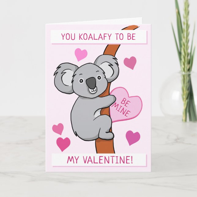 Cute Koala-ty Valentiness Rosa Greeting Card Kort (Framsida)