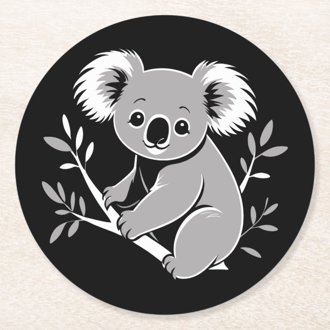 Cute Koala Underlägg Papper Rund (Framsidan)