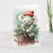 Cute Koala Watercolor Helgdag julkort