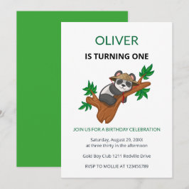 Cute Koala Wild Animal Kids First Birthday Invitat Inbjudningar