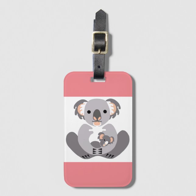 Cute KOALA - Wildlife - Marsupial - Rosa Bagagebricka (Framsida vertikal)