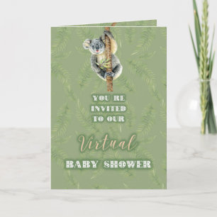 Cute Koala Zoom Virtuell Baby Shower by Mail Kort