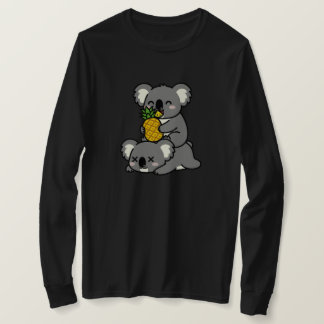 Cute Koalas Eating Pineapple Cartoon Design T Shirt