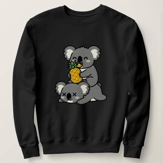 Cute Koalas Eating Pineapple Cartoon Design T Shirt (Design framsida)