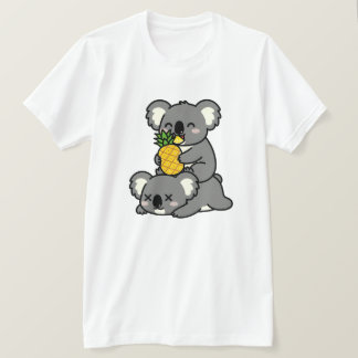 Cute Koalas Eating Pineapple Cartoon Design T Shirt