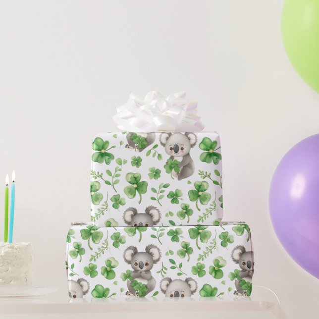 Cute Koalas Grönt Hat Shamrock St. Patrick's Day Presentpapper (Festgåvor)