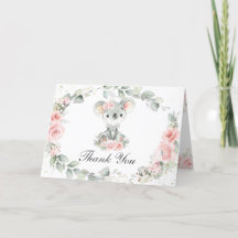 Cute Koalas Rosa Blommigt Greenery Girl Baby Showe